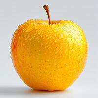 AI generated Ripe yellow green apple on a white background - AI generated image photo