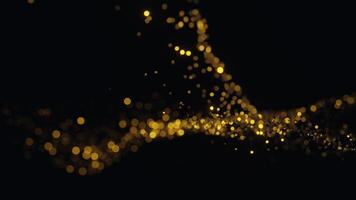 3d golden glitter in slow motion animation. golden glitter with beautiful flow in the dark background video