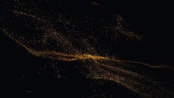 Abstract golden particles animation isolated on dark background. beautiful abstract art particles video