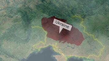 Ucraina carta geografica - nuvole effetto video
