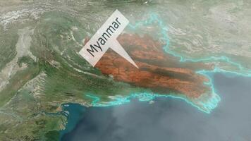 Myanmar kaart - wolken effect video