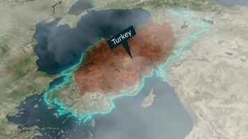 Turquía mapa - nubes efecto video