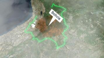 Bolívia mapa - nuvens efeito video