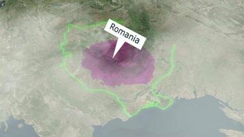 Romania carta geografica - nuvole effetto video