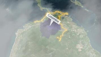 Colombia carta geografica - nuvole effetto video