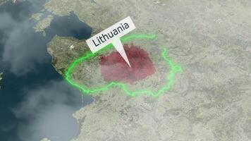 Lituania carta geografica - nuvole effetto video