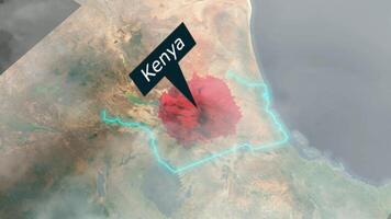 Kenia carta geografica - nuvole effetto video