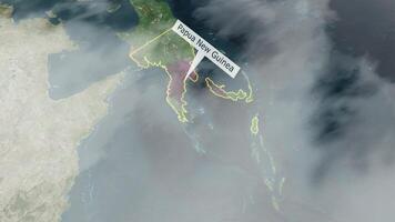 Papuasia nuevo Guinea mapa - nubes efecto video