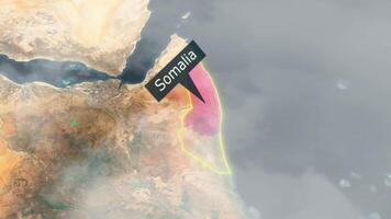 Somália mapa - nuvens efeito video