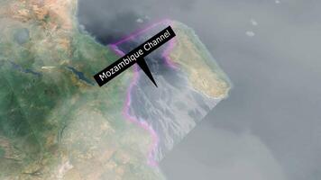 Moçambique canal mapa - nuvens efeito video