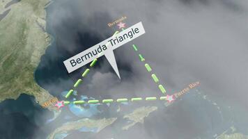 islas Bermudas triángulo mapa - nubes efecto video