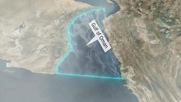 Golfo de Omán mapa - nubes efecto video