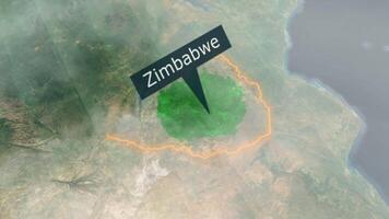 Zimbábue mapa - nuvens efeito video