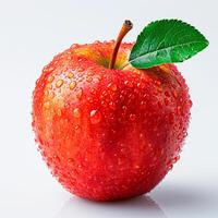 AI generated Ripe red apple on a white background - AI generated image photo