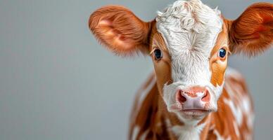 AI generated Cow on white isolated background, calf - AI generated image photo