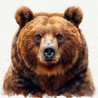 AI generated Brown bear on a white isolated background, king of the forest - AI generated image photo