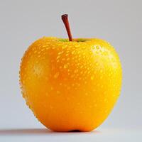 AI generated Ripe yellow green apple on a white background - AI generated image photo