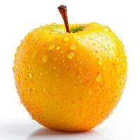 AI generated Ripe yellow green apple on a white background - AI generated image photo