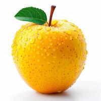 AI generated Ripe yellow green apple on a white background - AI generated image photo