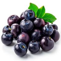 AI generated Acai berries on white isolated background - AI generated image photo