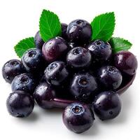 AI generated Acai berries on white isolated background - AI generated image photo