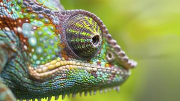 AI generated Nature Master of Disguise, A Captivating Portrait of a Chameleon in its Wild Habitat photo