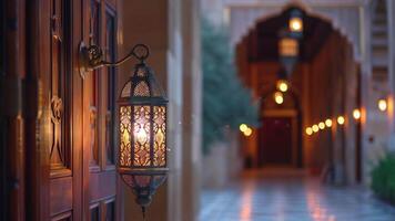 ai gerado uma Ramadã lanterna suspensão em uma mesquita video
