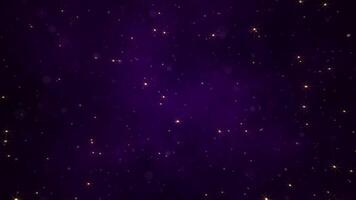 brillante centelleo reluciente dorado estrellas y bokeh partículas en un oscuro púrpura degradado. esta elegante lujo premios antecedentes es lleno hd y un sin costura bucle. video