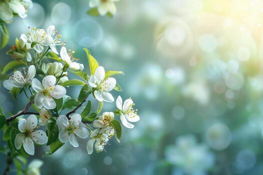 ai generado lozano floral escenas exhibiendo un variedad de flores en suave, radiante ligero con un bokeh antecedentes foto