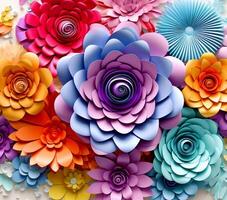 AI generated 3D Colorful flowers photo