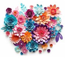 AI generated 3D Colorful flowers photo