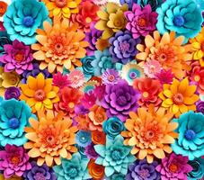 AI generated 3D Colorful flowers photo