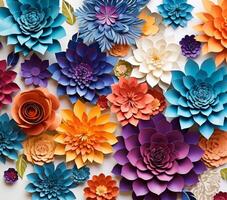 AI generated 3D Colorful flowers photo