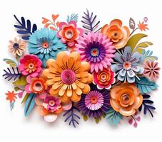 AI generated 3D Colorful flowers photo