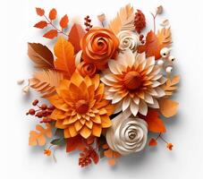 ai generado 3d 3d otoño flores fusión Arte floral foto