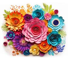 AI generated 3D Colorful flowers photo