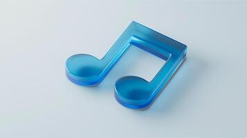 AI generated musical note icon in blue frosted transparent glass photo