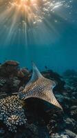 ai generado águila rayo en el rojo mar foto