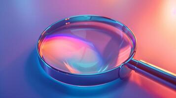 AI generated transparent frosted magnifying glass search ICON photo