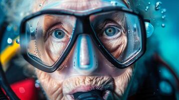 AI generated senior Woman scuba diver photo