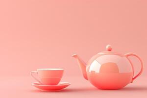 AI generated Teapot and Tea Cup in the concept of tea time or relaxation photo