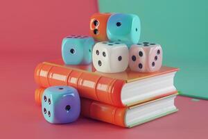 AI generated Dice and Alphabet Letters in the concept of language learning photo