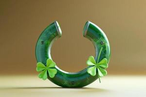 AI generated Horseshoe and Four Leaf Clover in the concept of luck and superstition photo