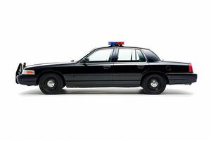 AI generated isolate police car on white background with generative ai photo