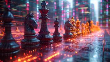 AI generated Chess board game concept of business ideas and competition and strategy ideas concep video