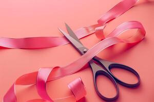 AI generated Scissors and Ribbon in the concept of crafting and gift wrapping photo