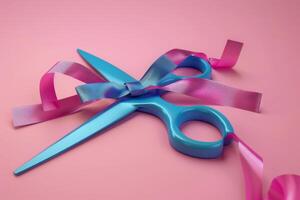 AI generated Scissors and Ribbon in the concept of crafting and gift wrapping photo