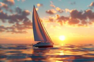 AI generated Sailboat and Sunset in the concept of peaceful sailing photo