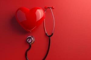 AI generated Heart and Stethoscope in the concept of healthcare and medical services photo