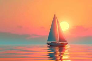 AI generated Sailboat and Sunset in the concept of peaceful sailing photo